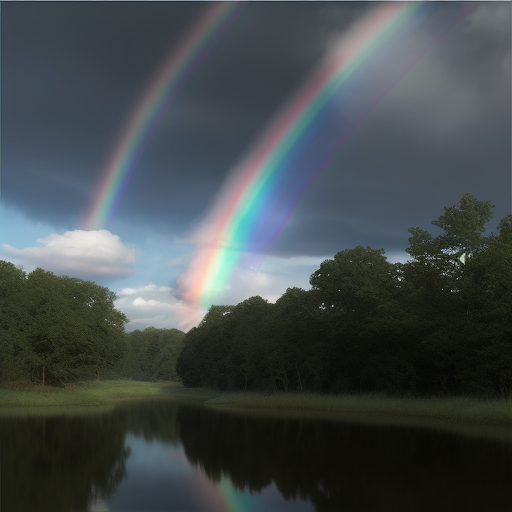 a vibrant rainbow exploding across the sky stable diffusion