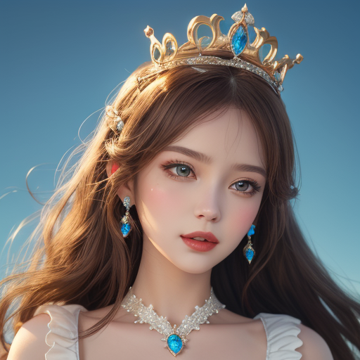 A woman, wearing princess crown, with disney like details and a touch of fantasy - stable diffusion